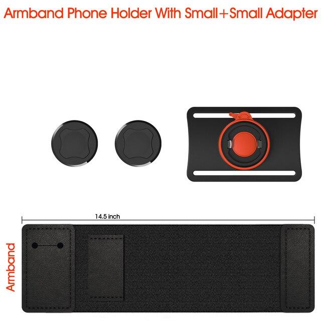 Universal Running Armband holding a smartphone securely during a workout, showcasing its adjustable strap and quick mount feature.