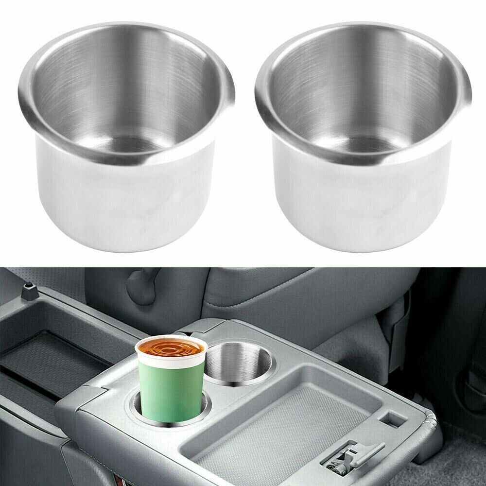 Universal Stainless Steel Cup Drink Holders designed for cars, boats, trucks, and RVs, showcasing durable and stylish construction.
