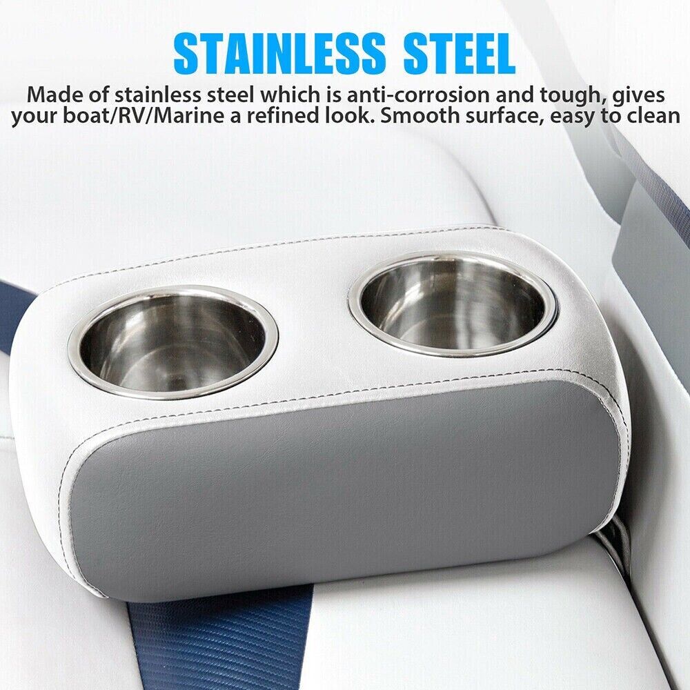 Universal Stainless Steel Cup Drink Holders designed for cars, boats, trucks, and RVs, showcasing durable and stylish construction.