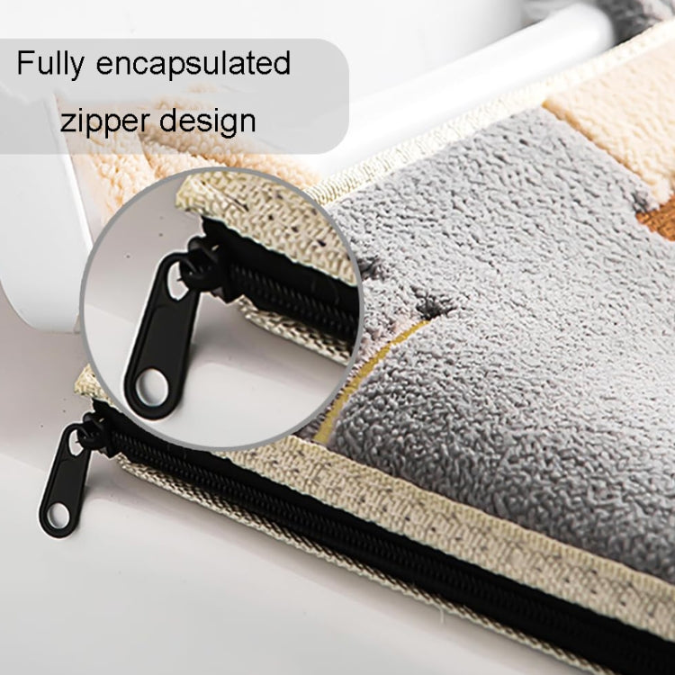 Universal Warm Toilet Seat Cover in Deep Blue and White, featuring a soft suede texture and cute cartoon kitty design.