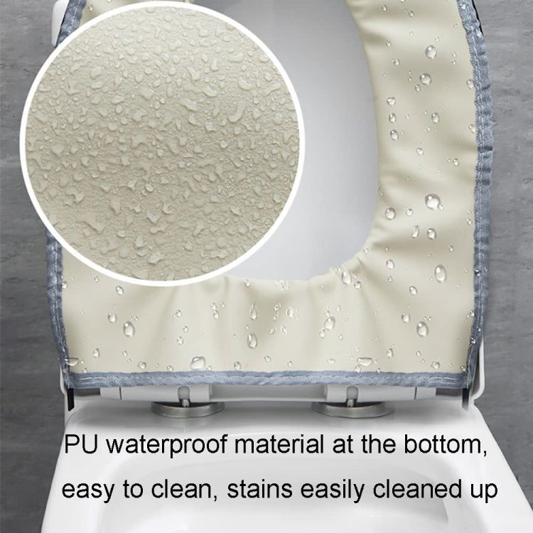 Universal Warm Toilet Seat Cover in Deep Blue and White, featuring a soft suede texture and cute cartoon kitty design.