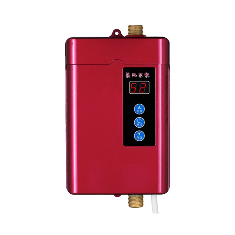 US Plug 3000W Electric Water Heater with remote control and adjustable temperature settings, showcasing its sleek design and touch screen interface.