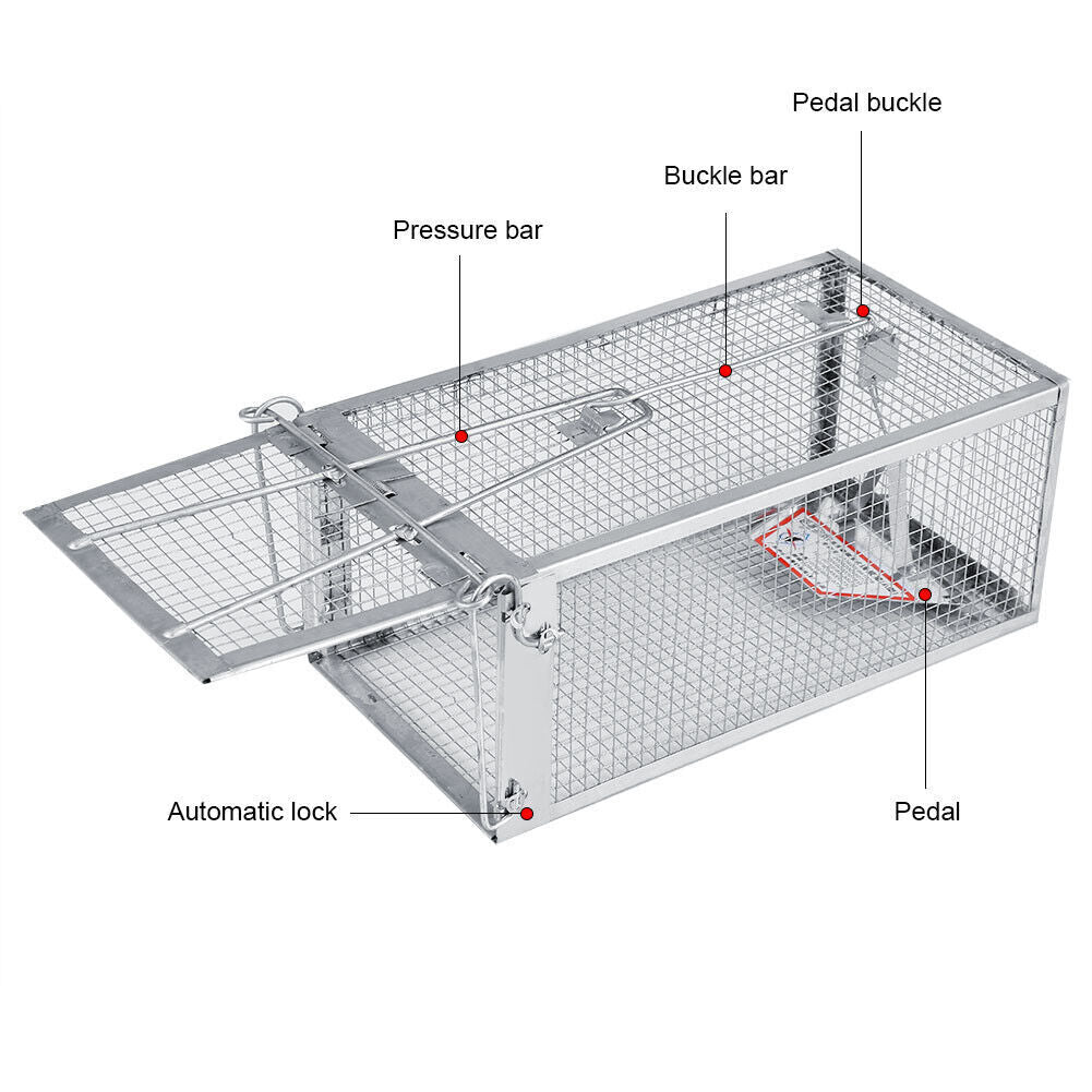 USA Mouse Trap Rat Trap Rodent Trap Live Catch Cage made of galvanized steel, designed for humane rodent capture.
