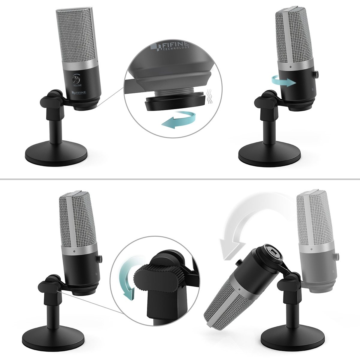 USB condenser microphone designed for professional recording, featuring a compact tabletop design and uni-directional polar pattern.