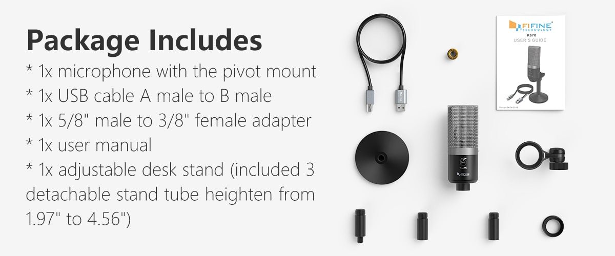 USB condenser microphone designed for professional recording, featuring a compact tabletop design and uni-directional polar pattern.