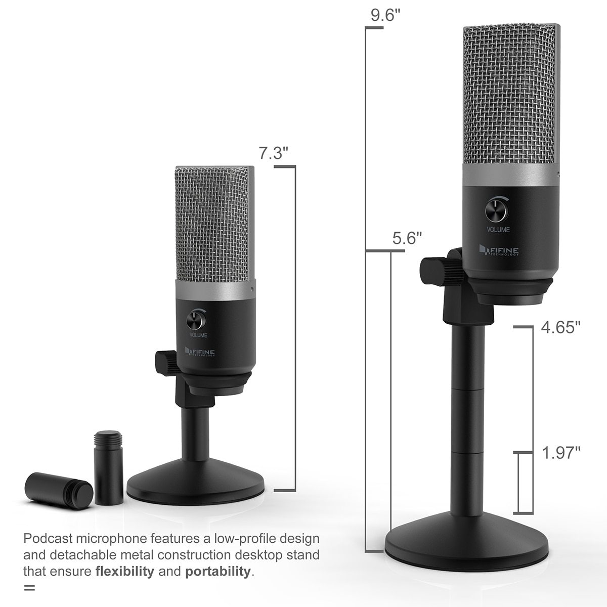 USB condenser microphone designed for professional recording, featuring a compact tabletop design and uni-directional polar pattern.