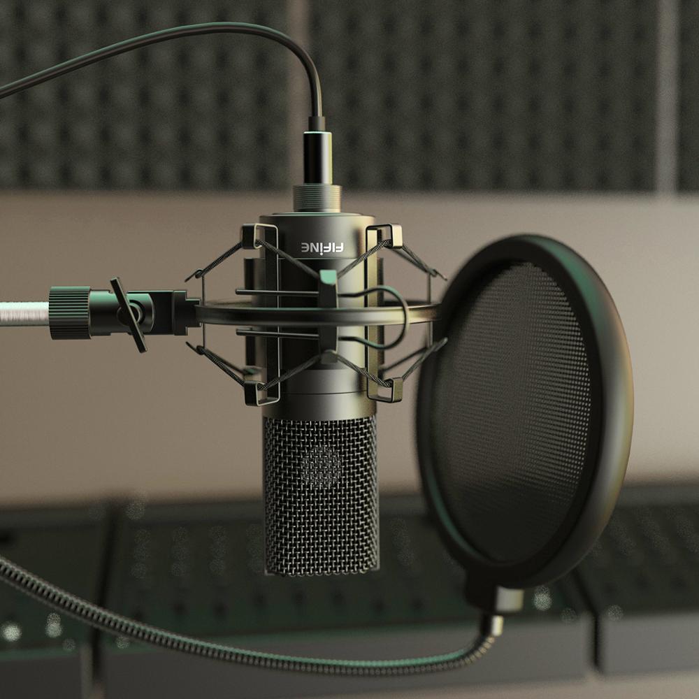 USB condenser microphone with adjustable desktop arm and shock mount, ideal for studio recording and YouTube vocals.