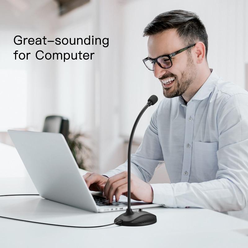 USB Microphone with gooseneck design and mute button, ideal for desktop and laptop use.