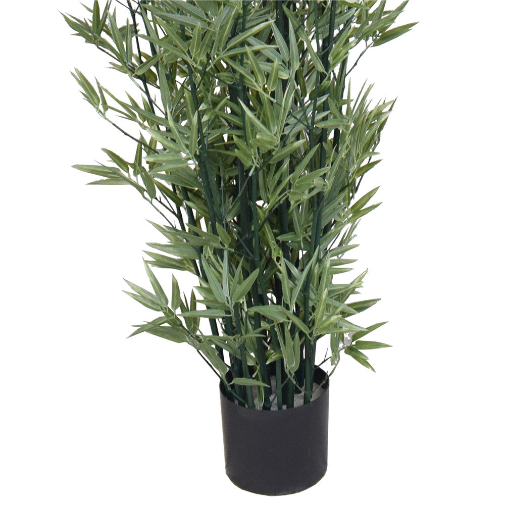 A tall 2.1m UV stabilized artificial Japanese bamboo with lush green leaves mounted on a green trunk, perfect for indoor and outdoor decor.