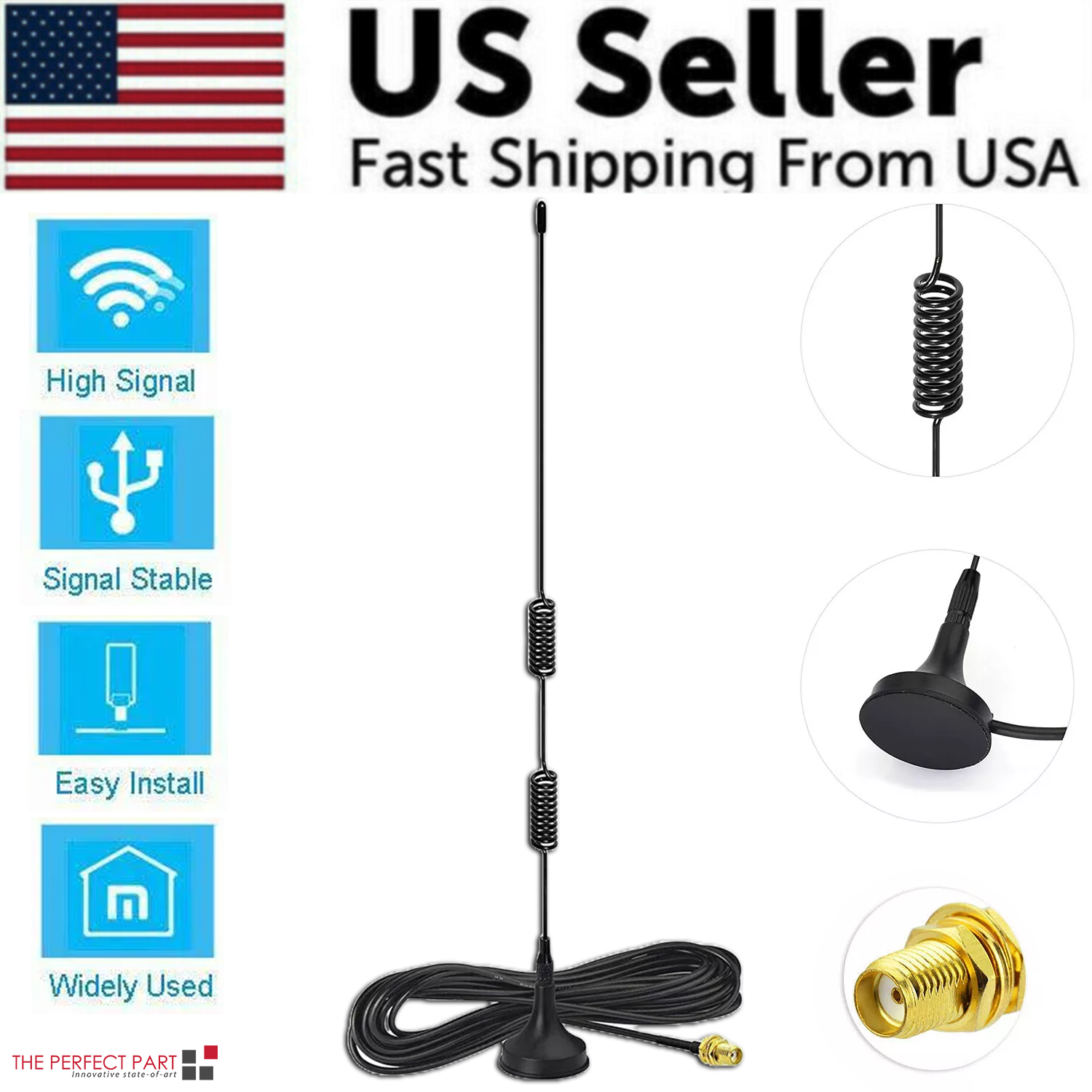 UV5R UV5RA A067 UV-82 antenna for VHF UHF radios, featuring a black design and SMA female connector.