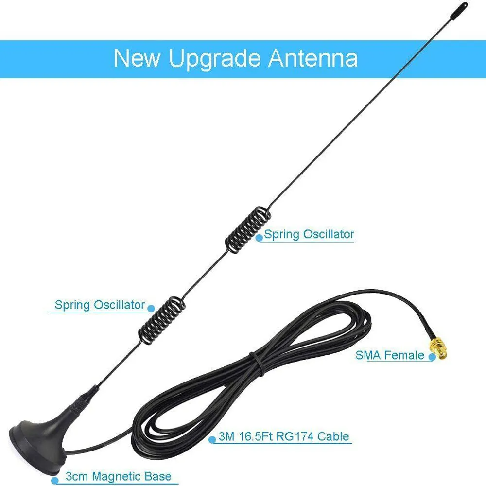 UV5R UV5RA A067 UV-82 antenna for VHF UHF radios, featuring a black design and SMA female connector.