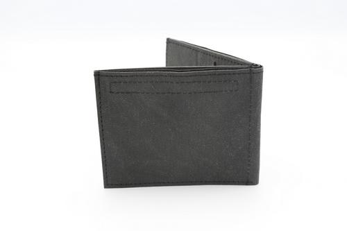 Vegan Wallet in Stone Black made from durable German Kraft Paper, featuring a slim design with card slots and a secret coin pouch.