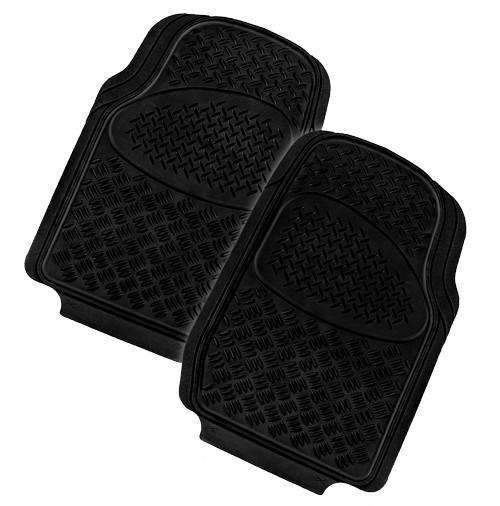 VELOCITY 2-Piece Car Mat in black rubber, featuring heavy-duty design and anti-slip backing for vehicle protection.