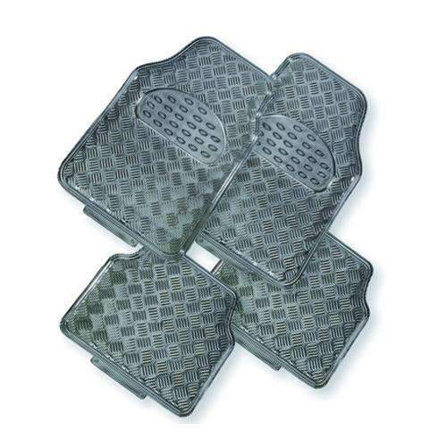VENOM 4-Piece Car Mat set featuring a stylish aluminium look, designed for modern vehicles with anti-slip backing.