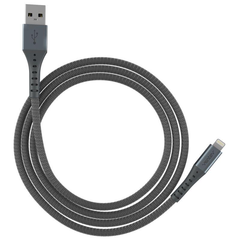 VENTEV LTG Cable 10ft in gray color, showcasing its durable design and length for versatile connectivity.