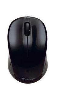 Verbatim GO Nano Black Wireless Optical Mouse with textured grip and compact Nano receiver.