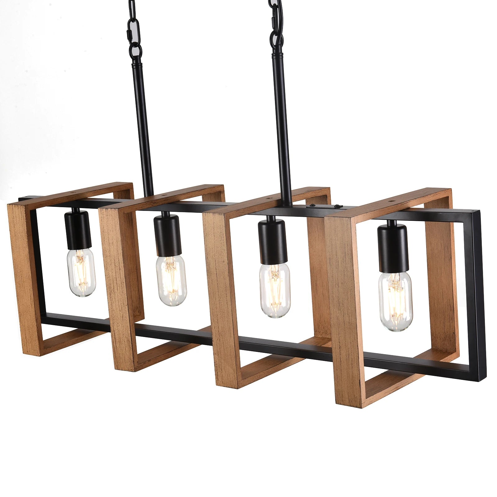 Vintage 4-Light Chandelier featuring a retro texture design with a faux wood finish, ideal for rustic farmhouse decor.