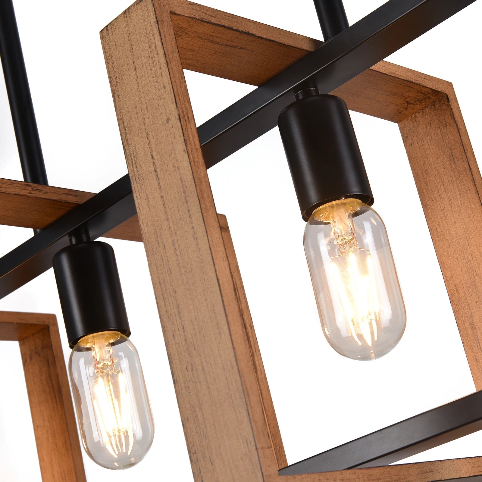 Vintage 4-Light Chandelier featuring a retro texture design with a faux wood finish, ideal for rustic farmhouse decor.