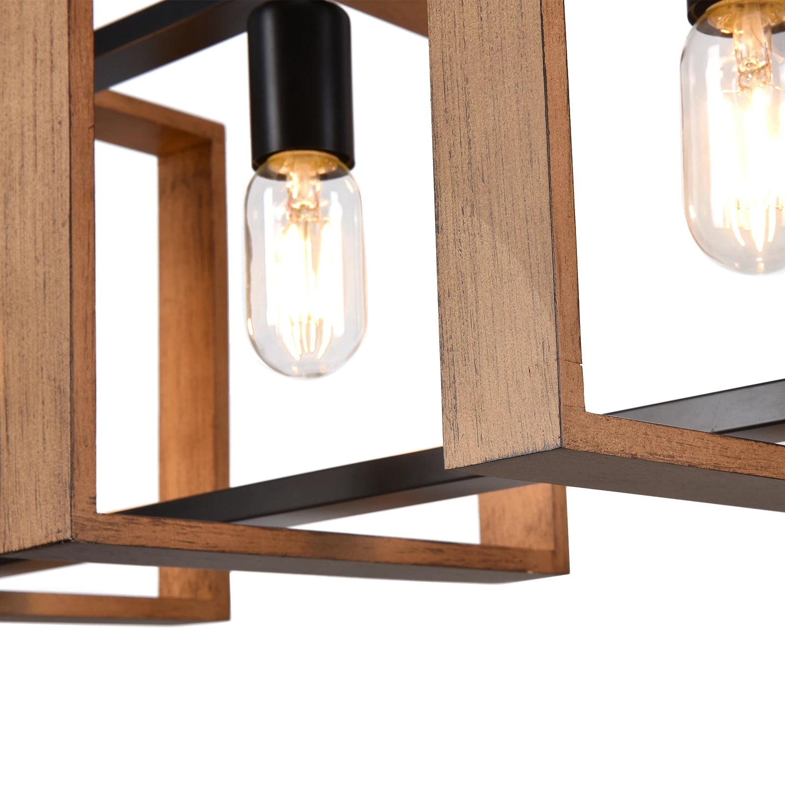 Vintage 4-Light Chandelier featuring a retro texture design with a faux wood finish, ideal for rustic farmhouse decor.