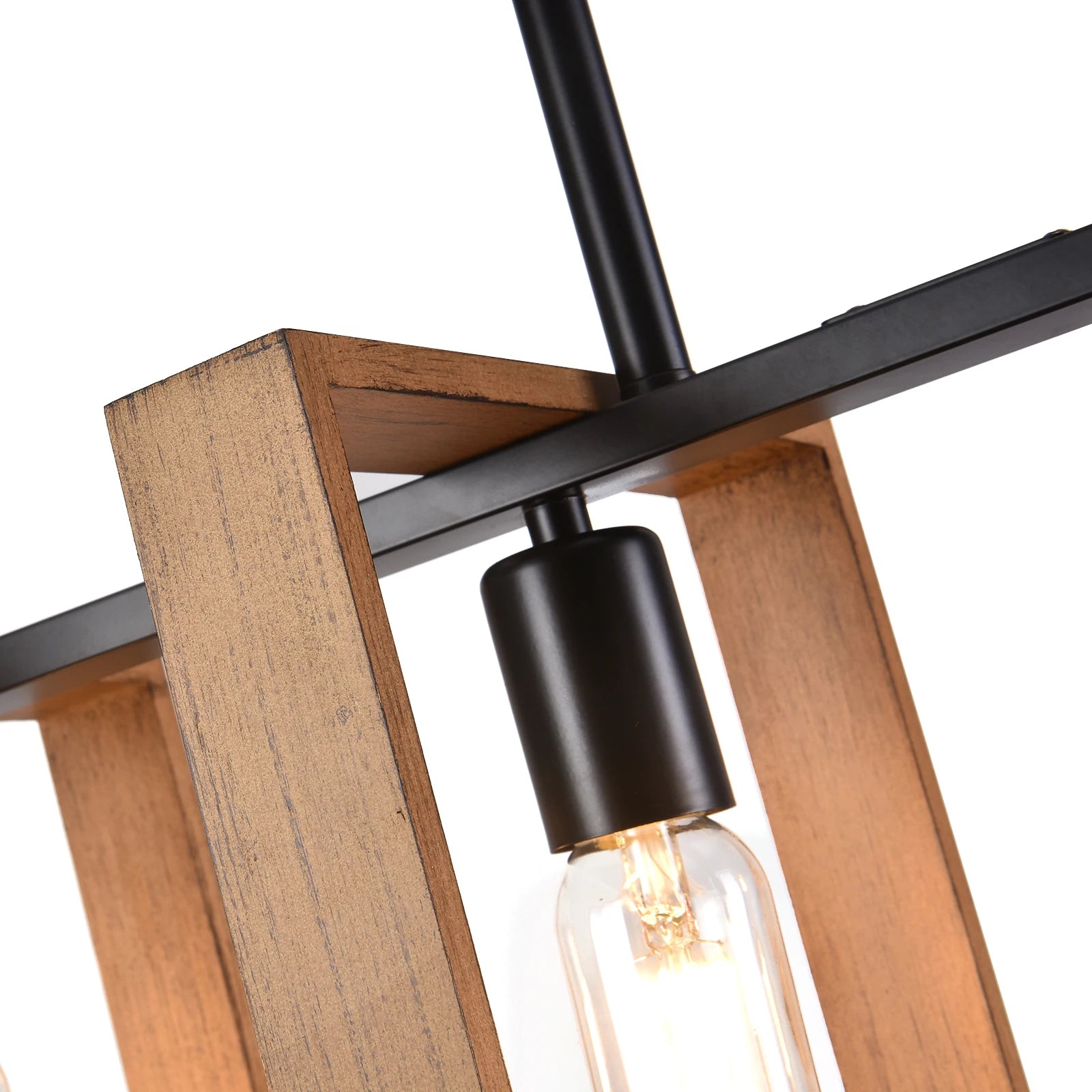 Vintage 4-Light Chandelier featuring a retro texture design with a faux wood finish, ideal for rustic farmhouse decor.