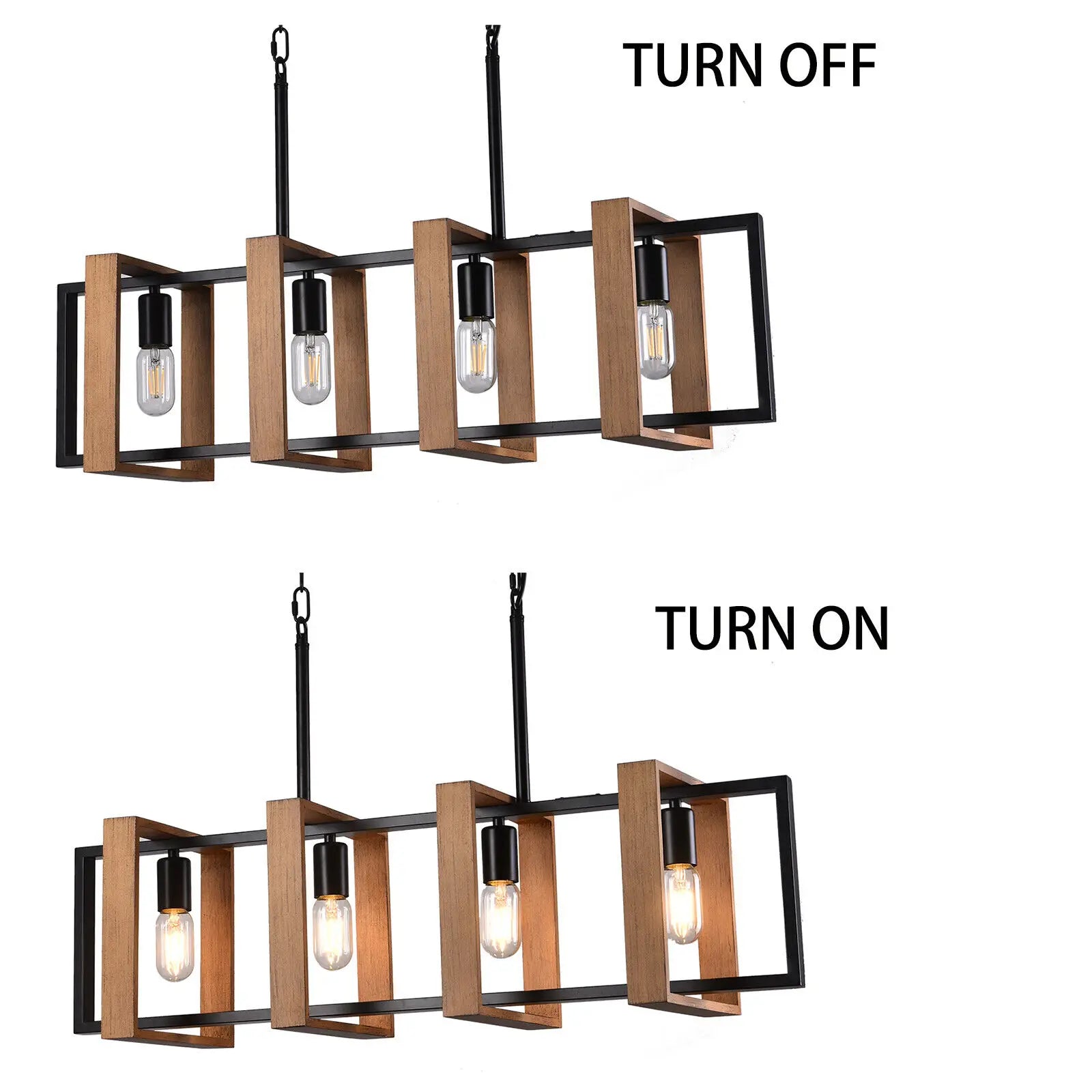 Vintage 4-Light Chandelier featuring a retro texture design with a faux wood finish, ideal for rustic farmhouse decor.