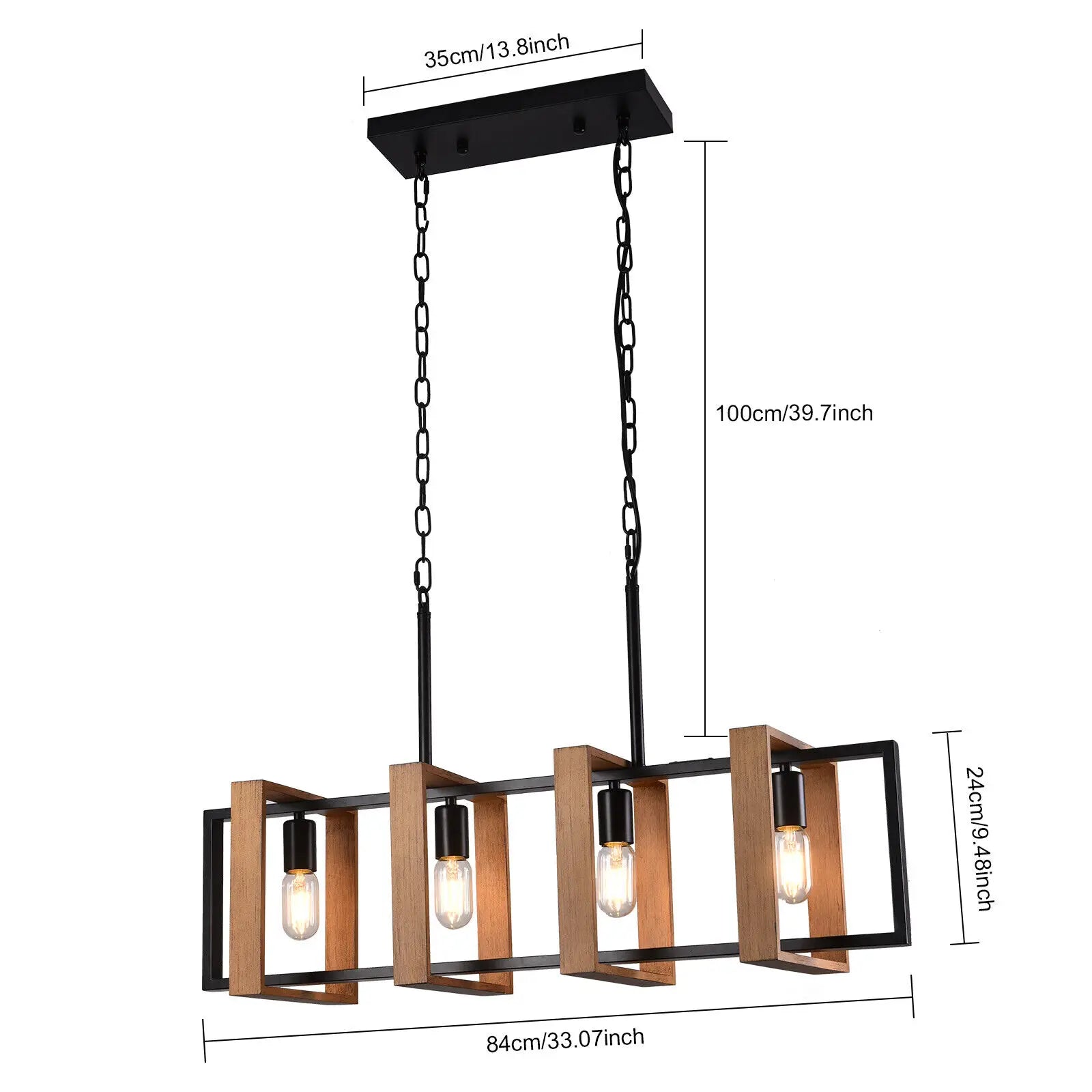 Vintage 4-Light Chandelier featuring a retro texture design with a faux wood finish, ideal for rustic farmhouse decor.