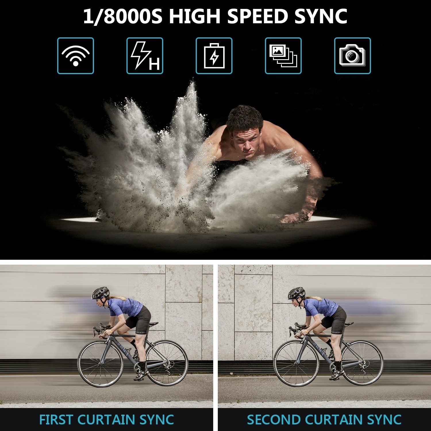 VISION2 200Ws 2.4G TTL Flash Strobe for Sony DSLR cameras, showcasing its sleek design and features.