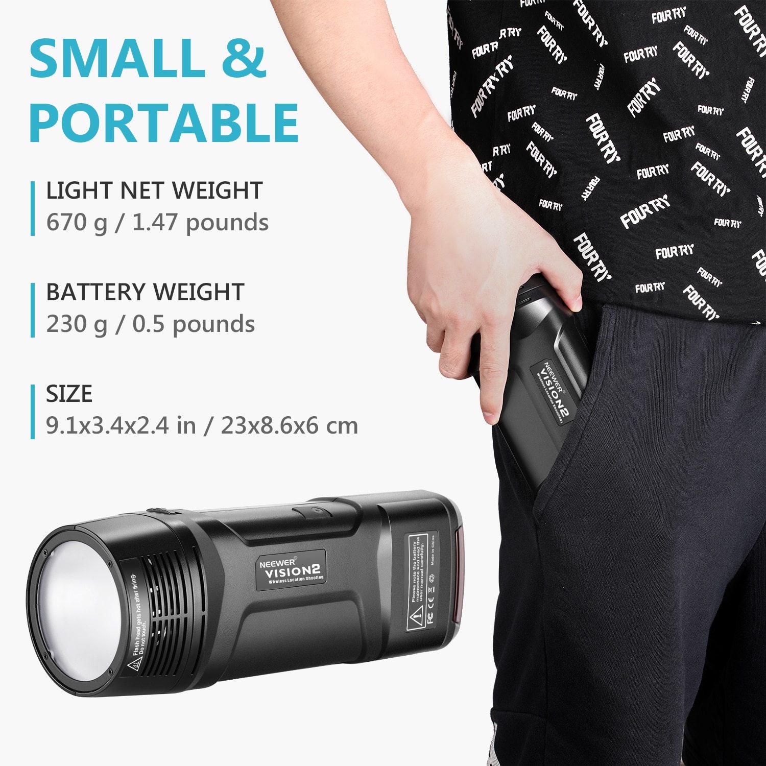 VISION2 200Ws 2.4G TTL Flash Strobe for Sony DSLR cameras, showcasing its sleek design and features.