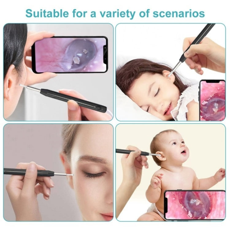 W1 Smart WiFi Ear Pick Cleaning Kit with LED lights and camera for ear wax removal, featuring a soft silicone ear spoon cover.