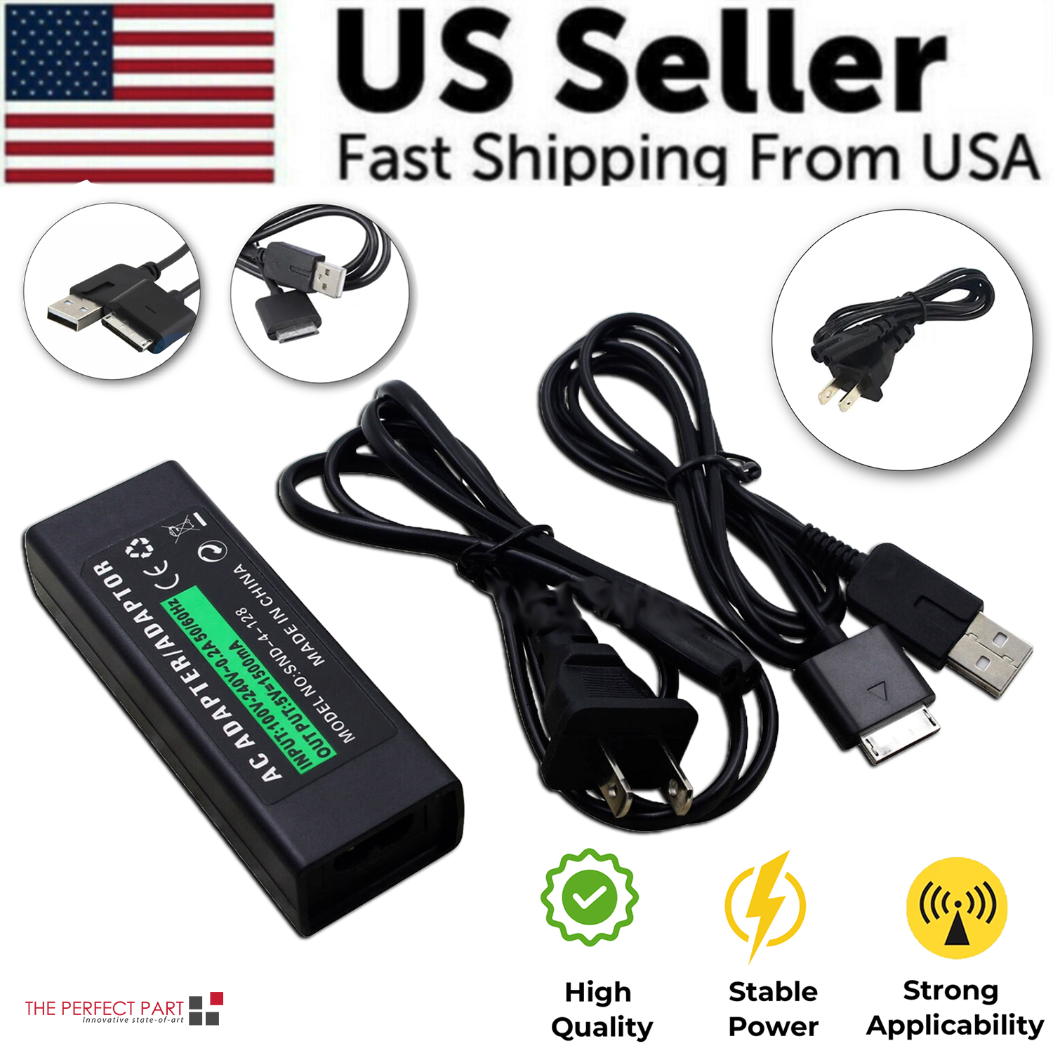 Wall Home Travel AC Charger Adapter designed for Sony PlayStation Portable PSP Go, featuring collapsible prongs for easy travel.