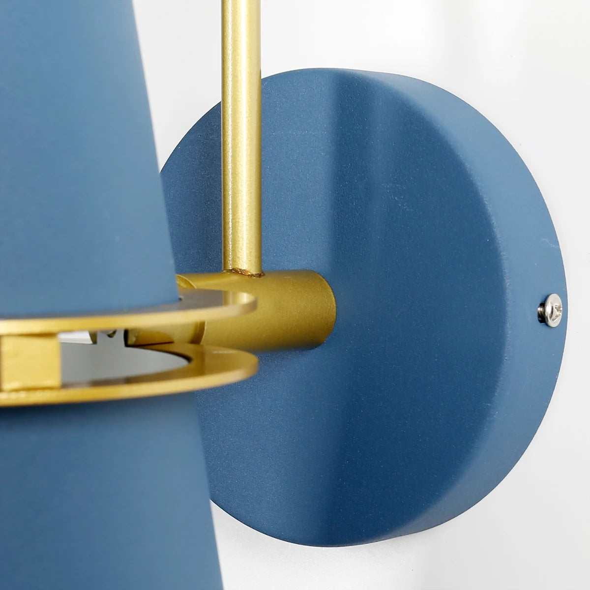 Nordic Wall Lamp featuring a sleek metal design, available in blue, white, and black, perfect for indoor decor.