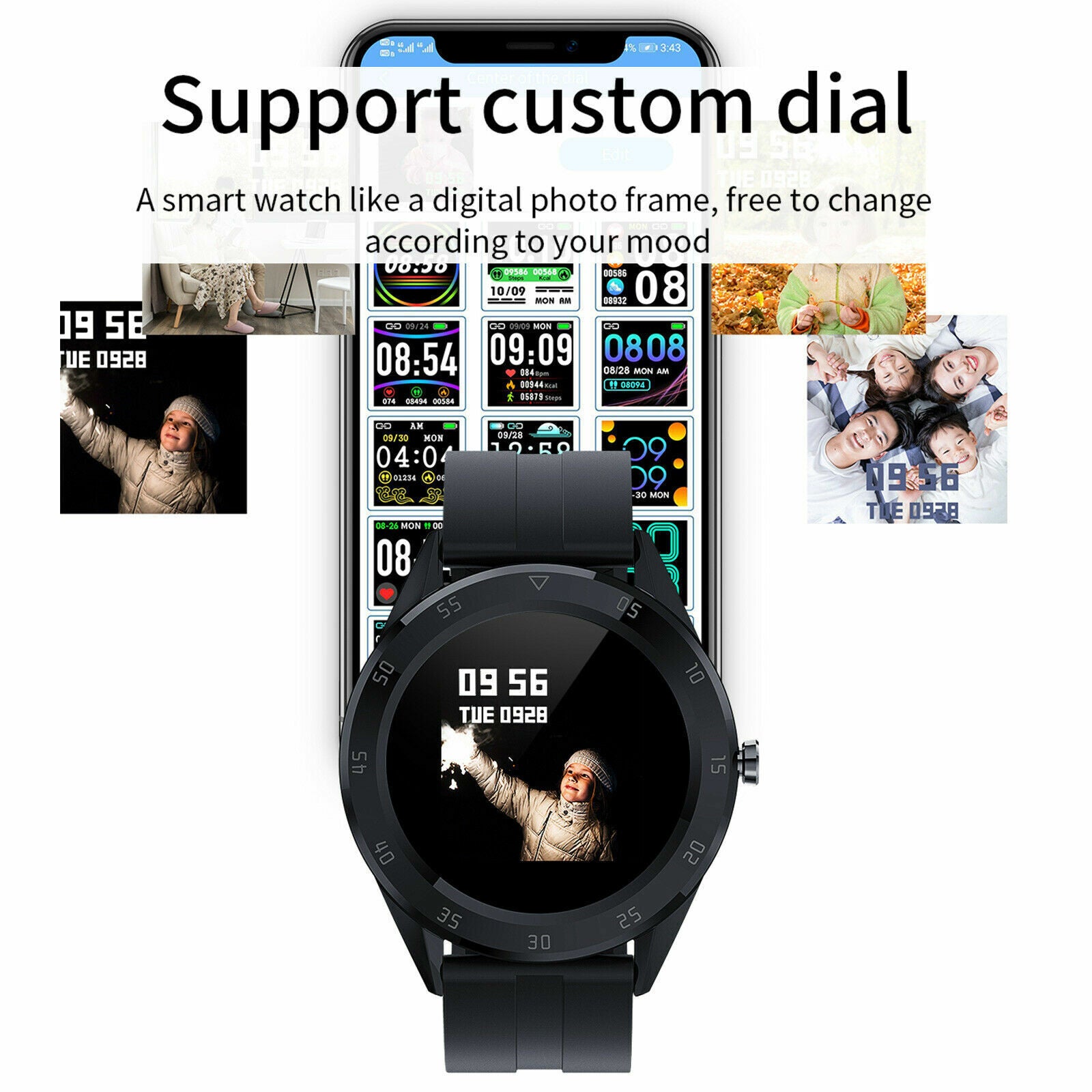 Waterproof Bluetooth Smart Watch Phone Mate with heart rate tracking features, showcasing a sleek design suitable for fitness and daily use.