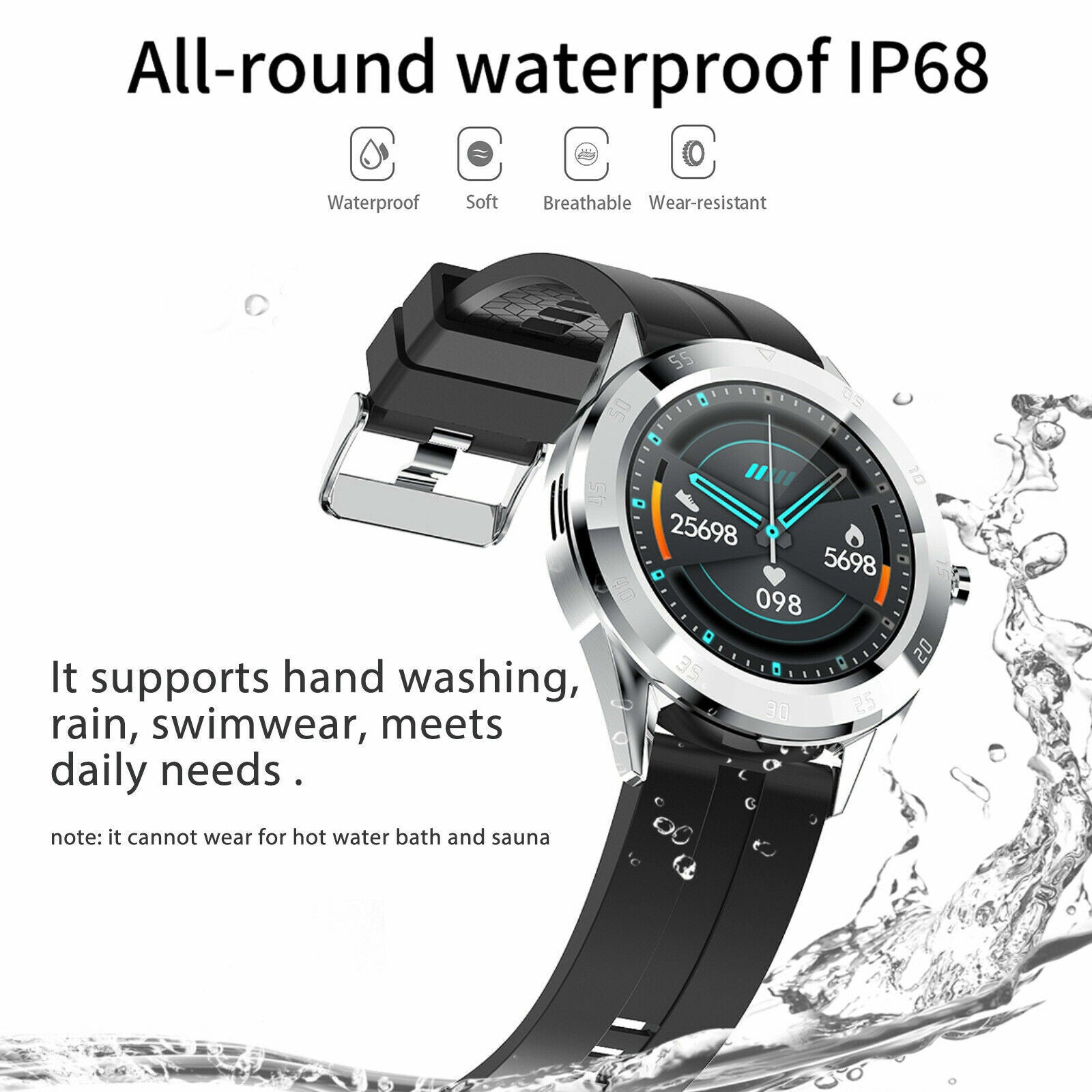 Waterproof Bluetooth Smart Watch Phone Mate with heart rate tracking features, showcasing a sleek design suitable for fitness and daily use.