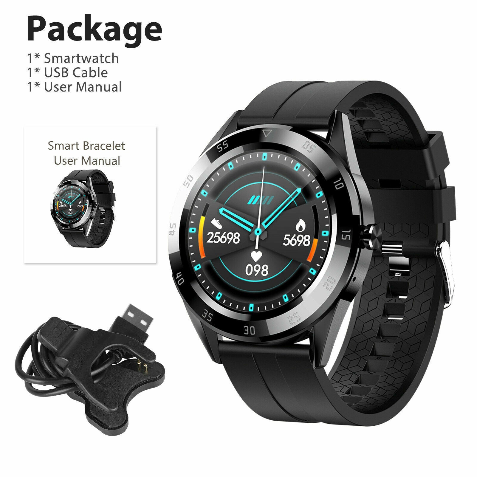Waterproof Bluetooth Smart Watch Phone Mate with heart rate tracking features, showcasing a sleek design suitable for fitness and daily use.