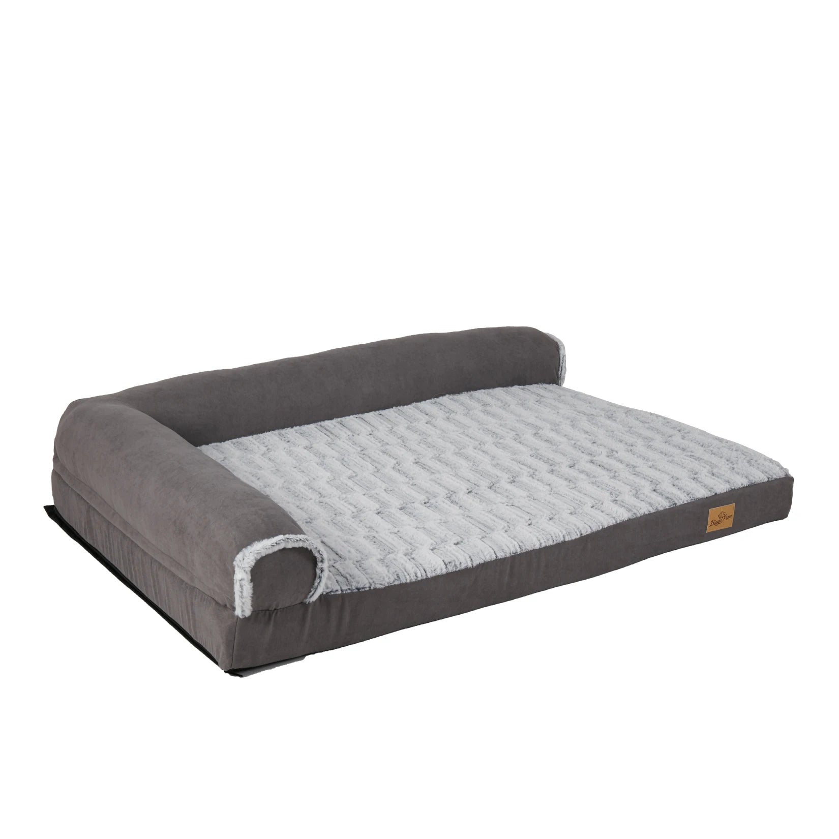 A cozy waterproof plush dog bed with orthopedic foam, featuring a non-slip bottom and a washable cover, suitable for pets of various sizes.