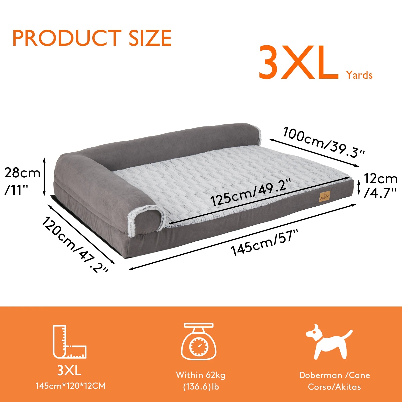 A cozy waterproof plush dog bed with orthopedic foam, featuring a non-slip bottom and a washable cover, suitable for pets of various sizes.