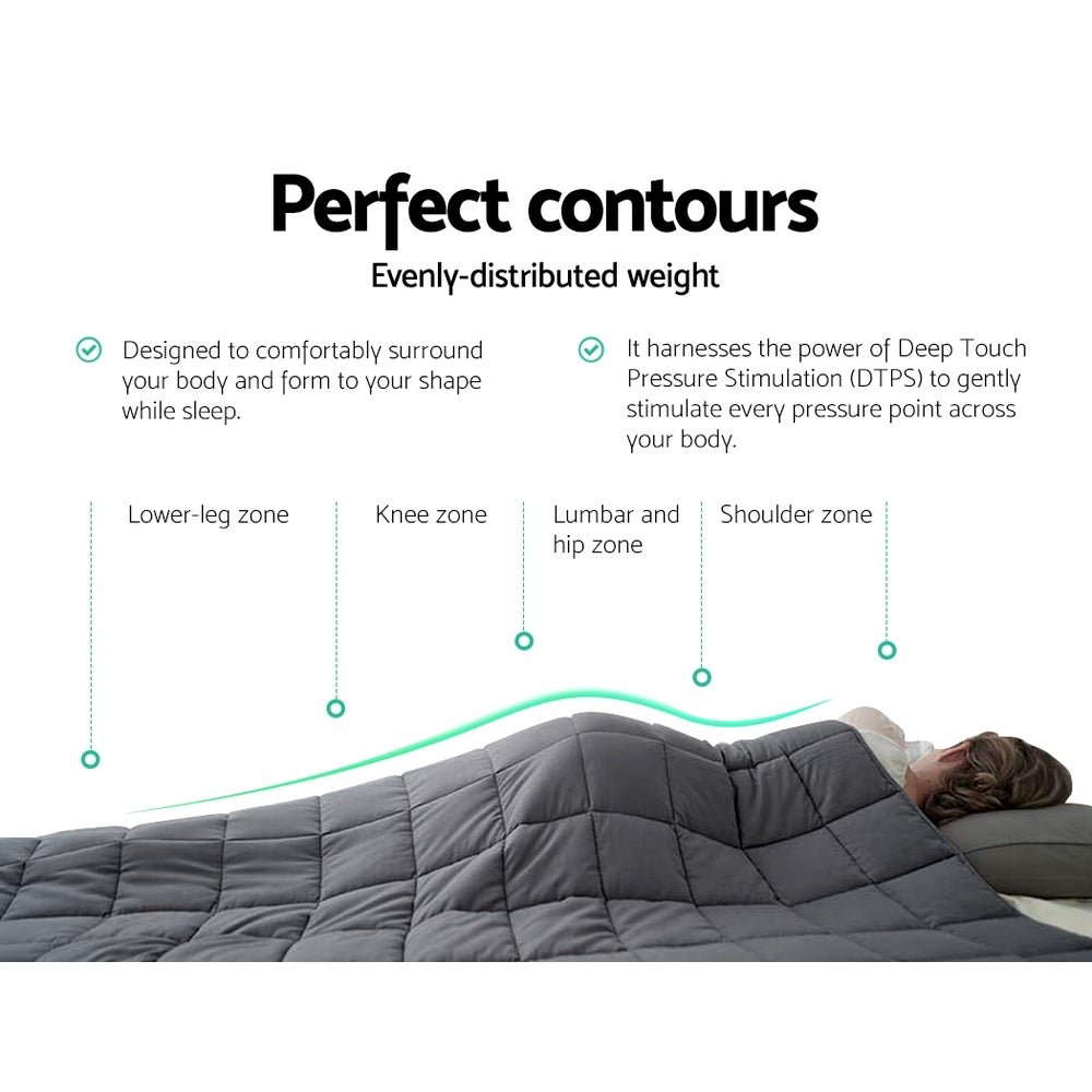 Giselle Bedding 5KG Weighted Blanket with microfibre cover in dark grey, showcasing its soft texture and even weight distribution.