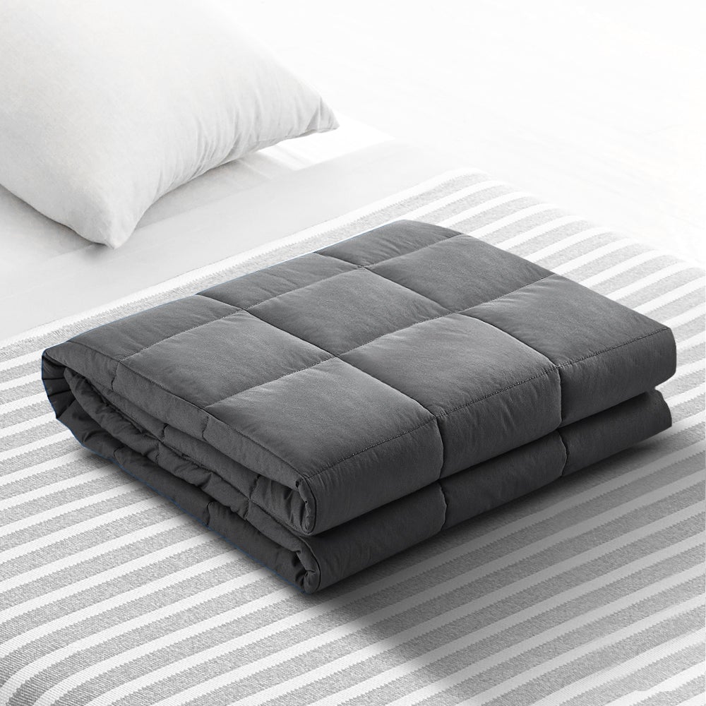 Giselle Bedding 5KG Weighted Blanket with microfibre cover in dark grey, showcasing its soft texture and even weight distribution.