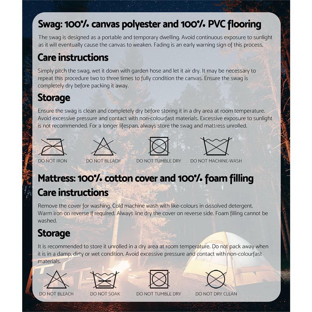 Weisshorn King Single Swag in dark grey, showcasing its durable ripstop canvas and spacious interior.