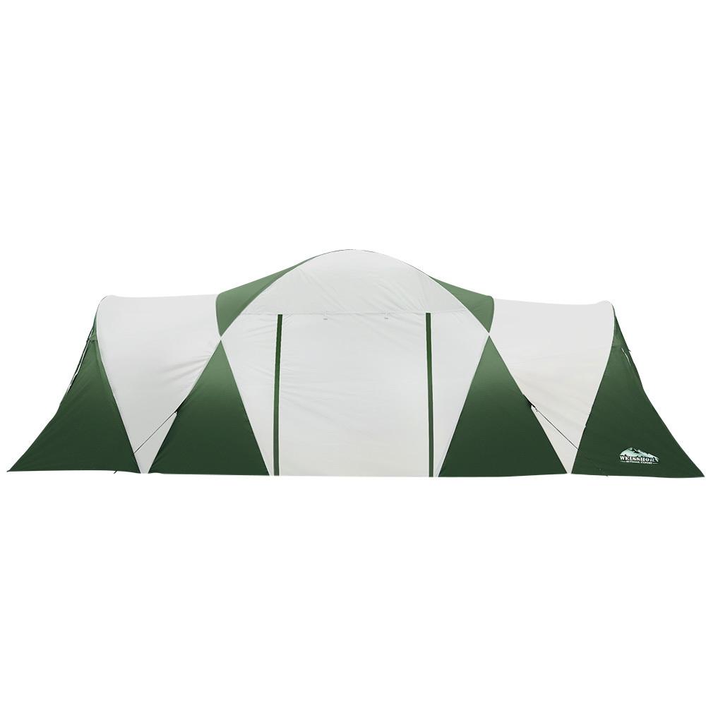 Weisshorn Family Camping Tent for 12 people, featuring two sleeping rooms and a spacious living area, set up in a natural outdoor environment.