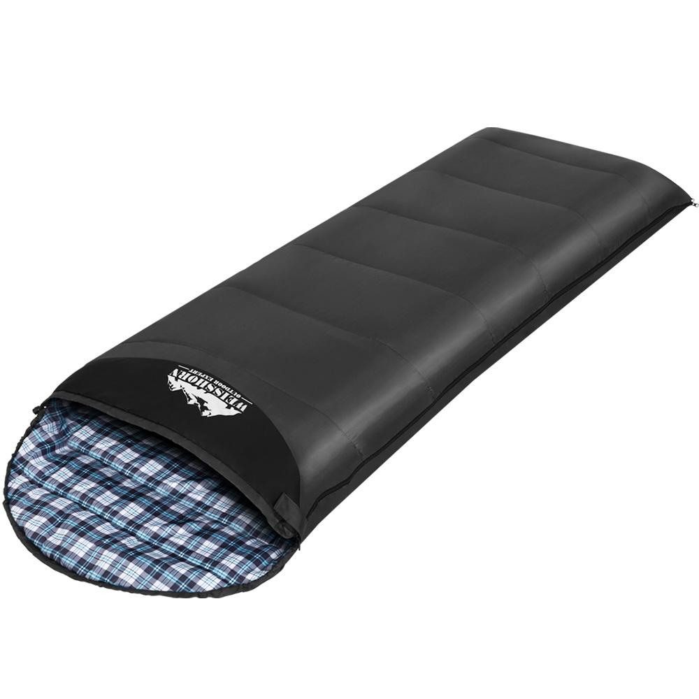 Weisshorn Sleeping Bag in grey, showcasing its compact design and features for camping and hiking.