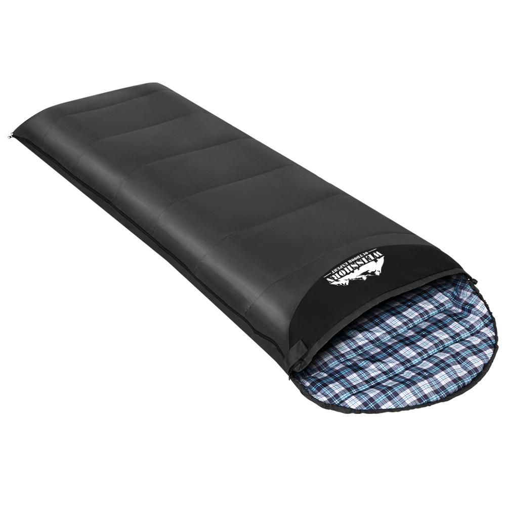 Weisshorn Sleeping Bag in grey, showcasing its compact design and features for camping and hiking.