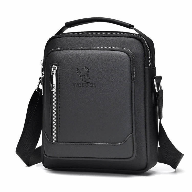 WEIXIER D283 Men Multifunctional Casual Crossbody bag in black, showcasing its sleek design and adjustable strap.