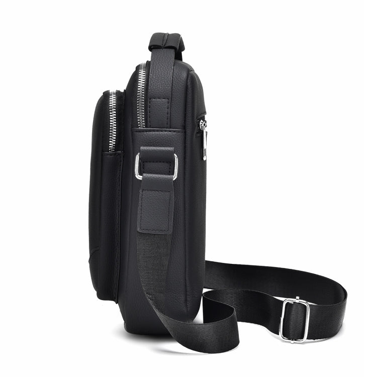 WEIXIER D283 Men Multifunctional Casual Crossbody bag in black, showcasing its sleek design and adjustable strap.