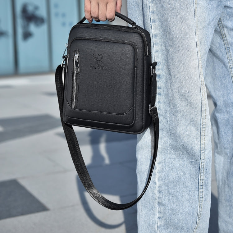 WEIXIER D283 Men Multifunctional Casual Crossbody bag in black, showcasing its sleek design and adjustable strap.