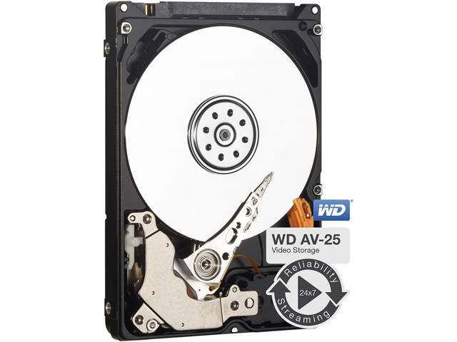 Western Digital WD AV-25 500GB 2.5-inch HDD with SATA interface, designed for DVR and surveillance applications.