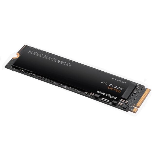 Western Digital WD Black SN750 1TB NVMe SSD with heatsink, showcasing its sleek design and advanced cooling technology.