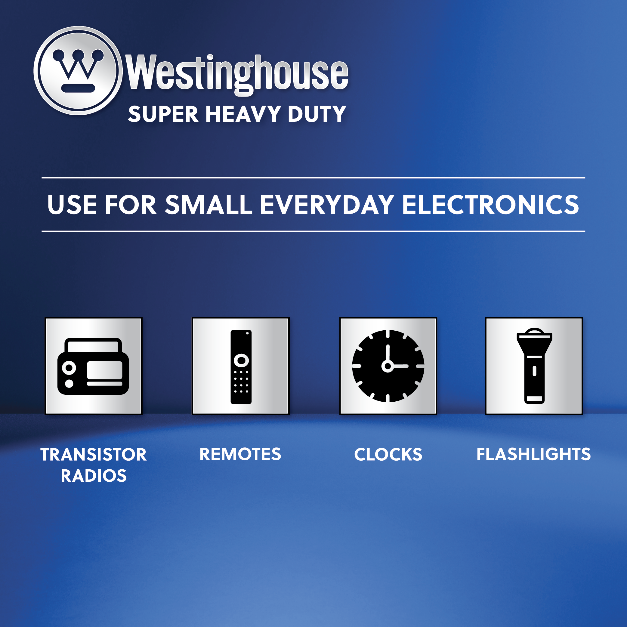 Westinghouse AA Super Heavy Duty 4pk batteries in packaging, showcasing their size and design.
