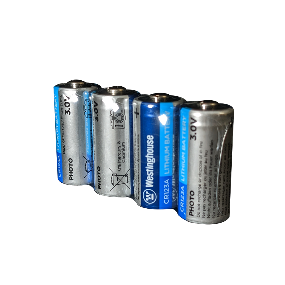 Westinghouse CR123A 3V Lithium Photo Battery, compact and powerful, ideal for cameras and high-tech devices.
