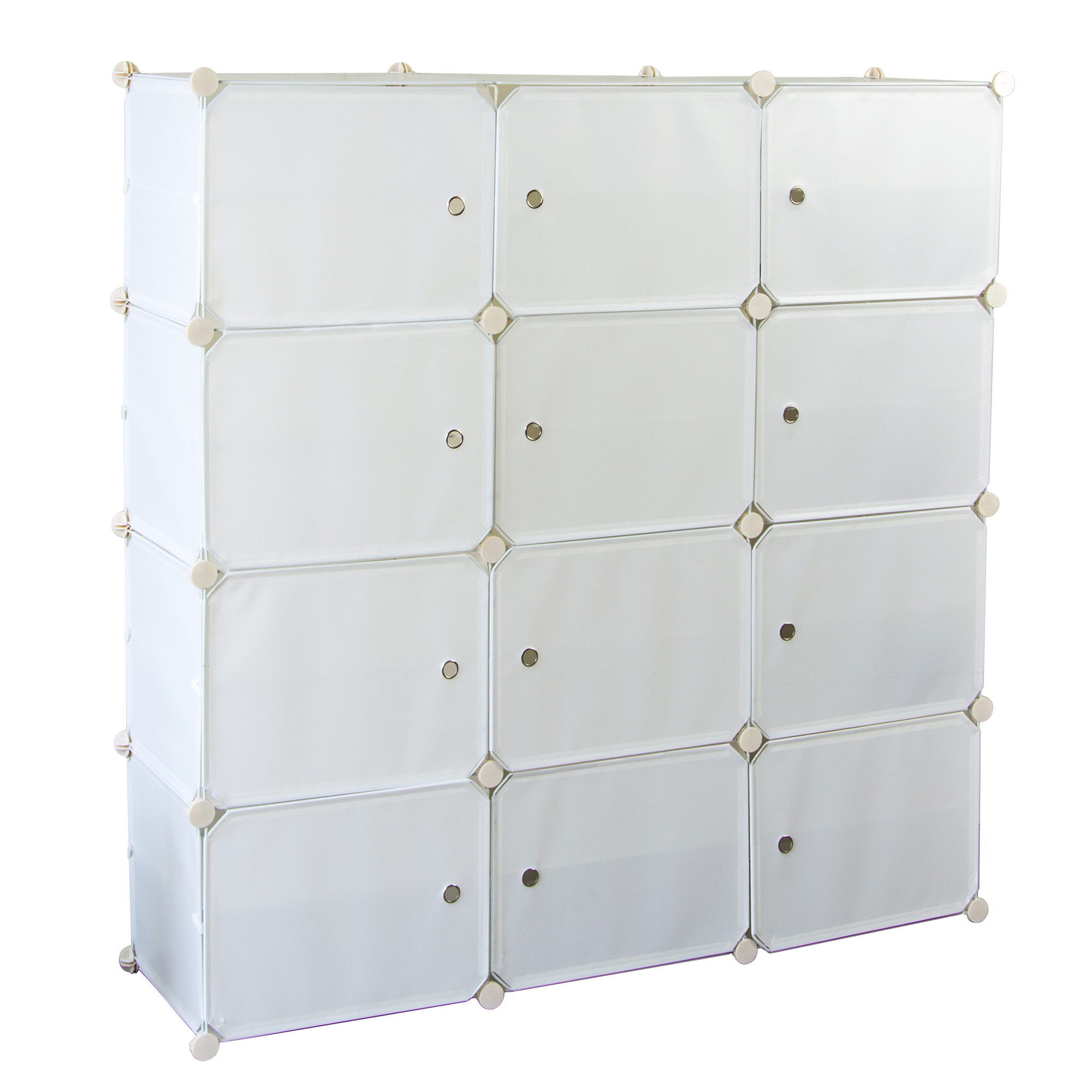 White Cube DIY Shoe Cabinet Rack with multiple storage cubes for shoes, featuring a sleek white design and modular structure.